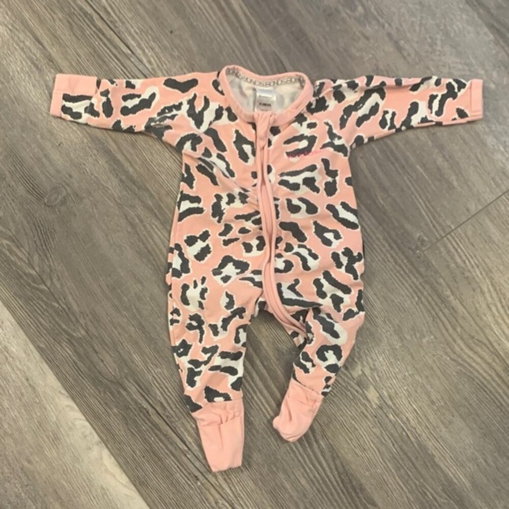 Bonds Pink and Black Animal Print Kids Footie